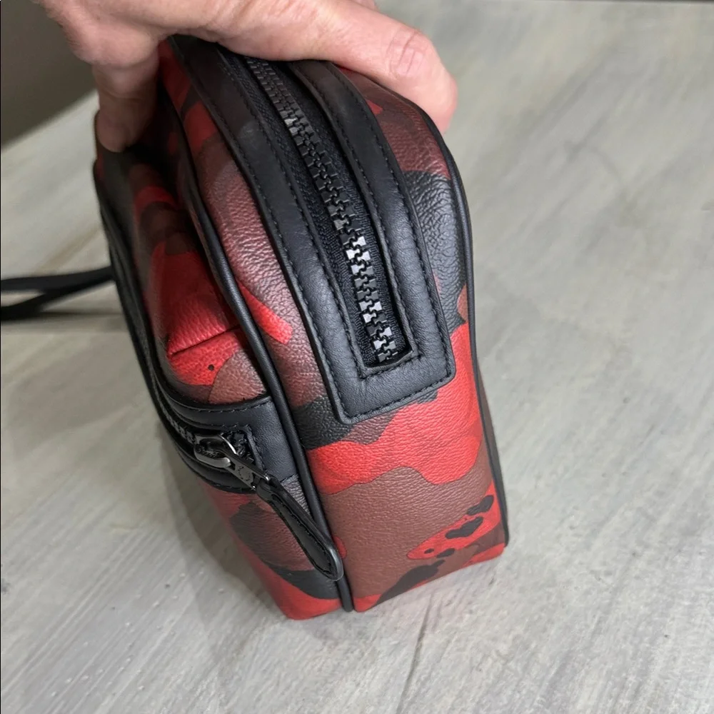 Coach Red and Black Camouflage Toiletry Bag